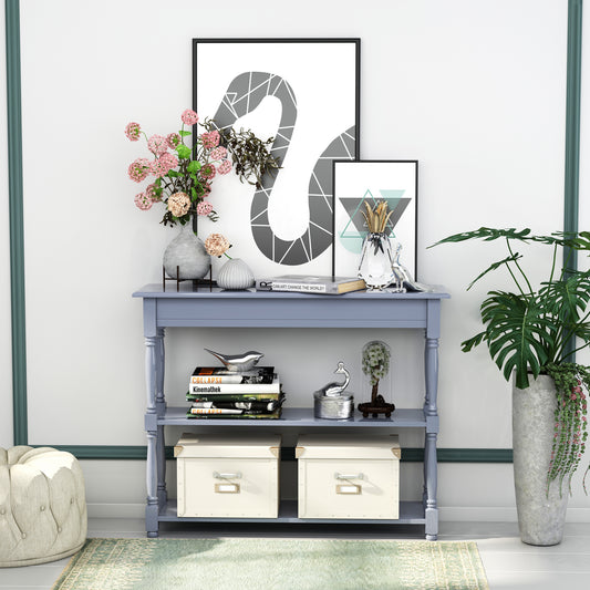 Console Table Modern Sofa Table with 2 Tier Shelves for Living Room, Entryway, Bedroom, Grey