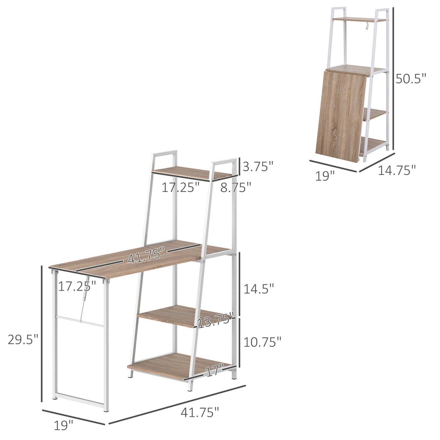 Foldable Office Desk with Storage Shelf Computer Workstation Dining Table