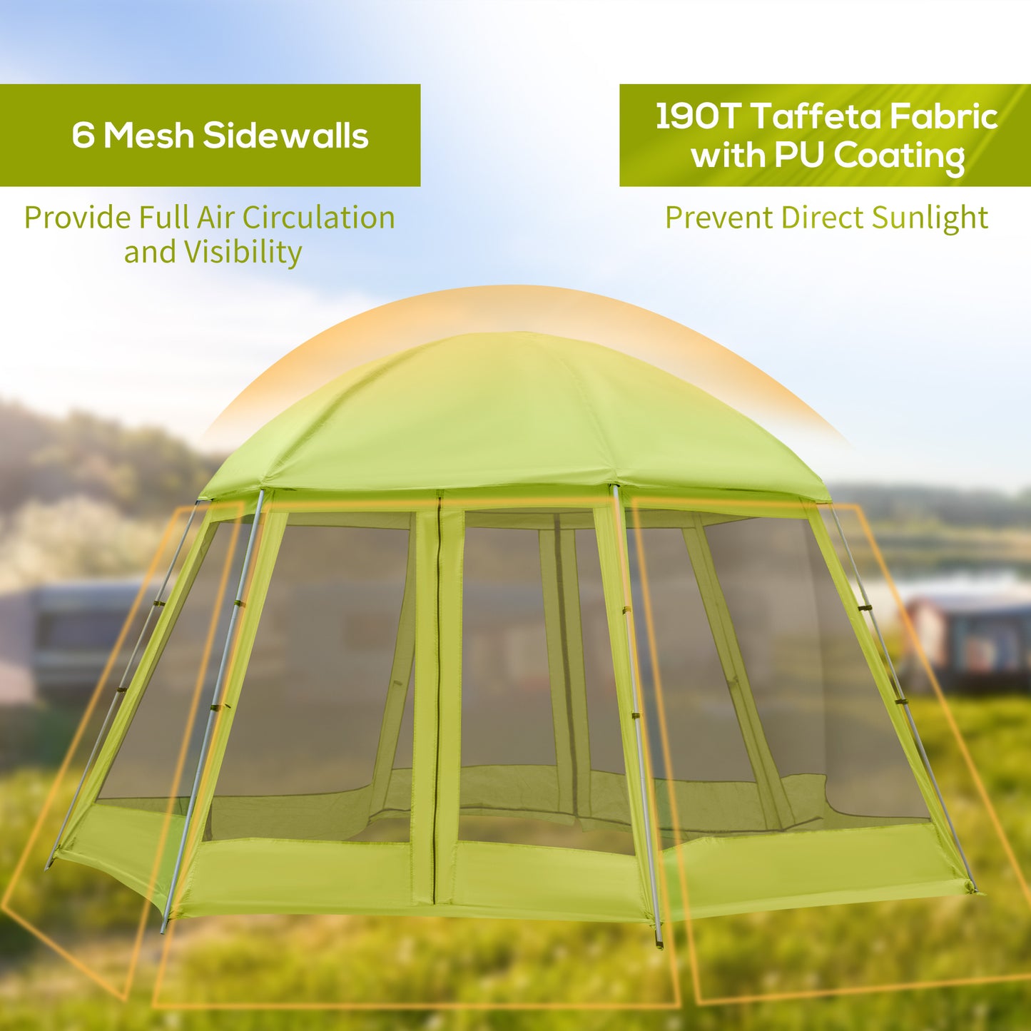 Outsunny Camping Tent for 6-8 Person, Portable Family Tent with Carrying Bag, Easy Set Up for Hiking and Outdoor, Green