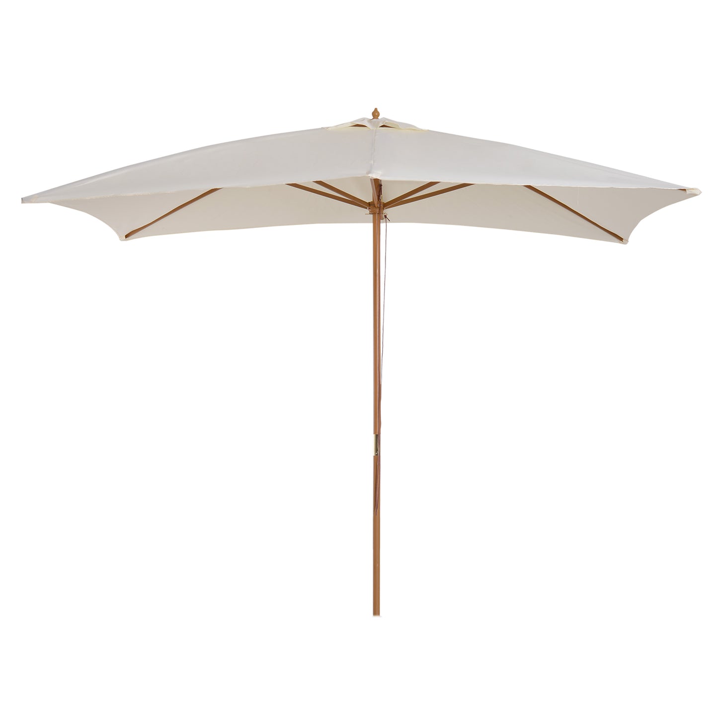 Outsunny 7’x10’ Wooden Rectangle Market Patio Sun Umbrella Garden Parasol Outdoor Sunshade Canopy, Beige