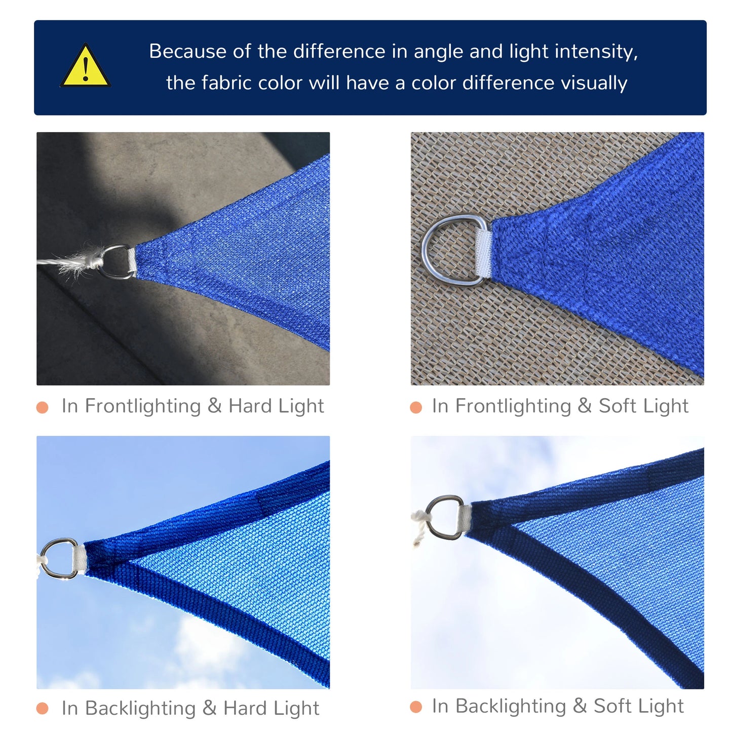 Outsunny 12 ft Triangle Sun Shade Sail Shelter Canopy Blue +Carrying bag