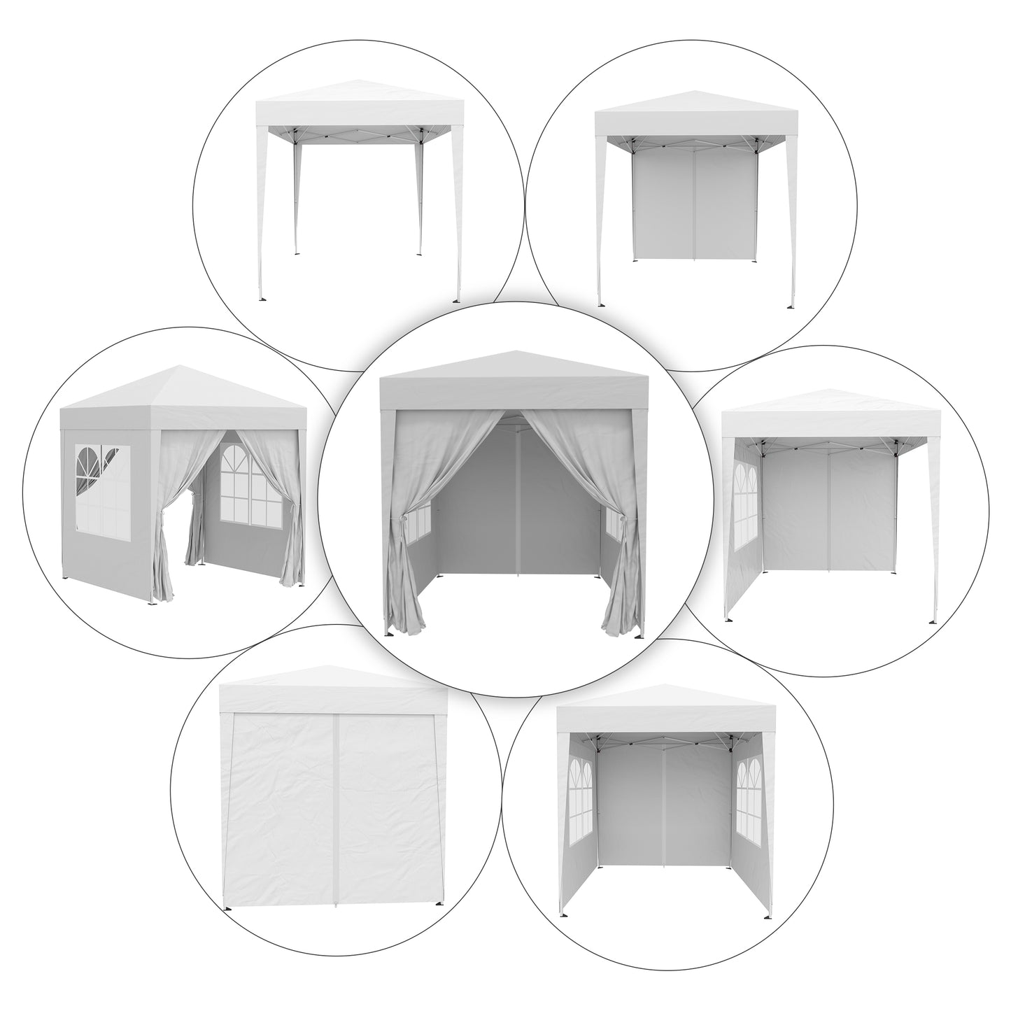 Outsunny 6.6x6.6ft Pop Up Party Tent Outdoor Folding Gazebo Canopy with Side Walls White