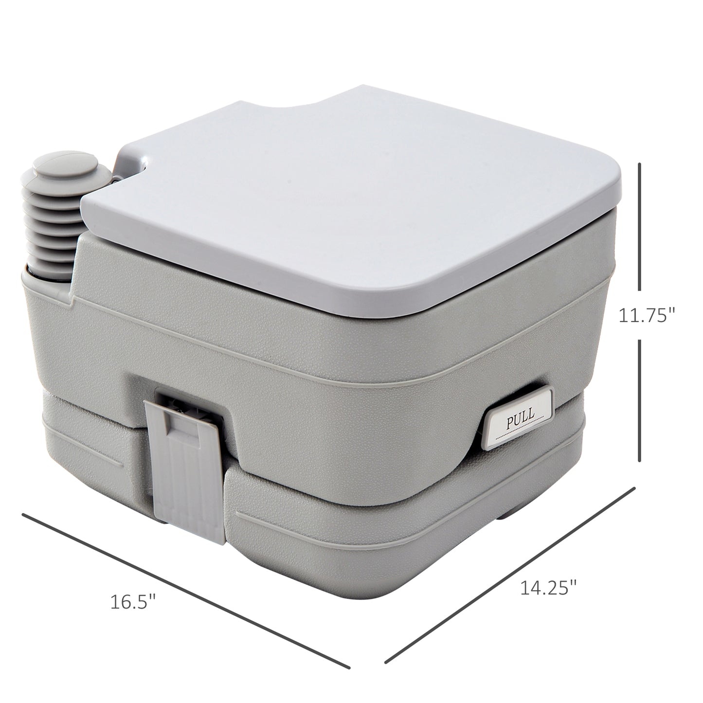 Outsunny Portable Toilet 2.8 Gallon 10L Travel Camping Outdoor Indoor Potty Flush Grey