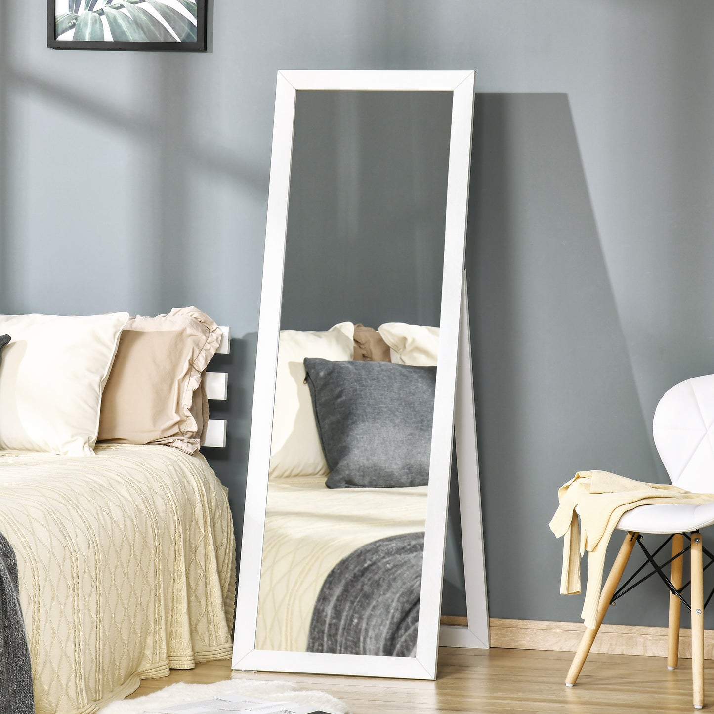 Full Length Mirror, Floor Standing Mirror, Dressing Mirror for Living Room, Bedroom, White