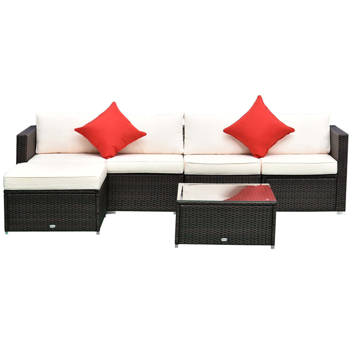 Outsunny 6pc Patio Rattan Wicker Set Outdoor Sectional Furniture w/Cushion