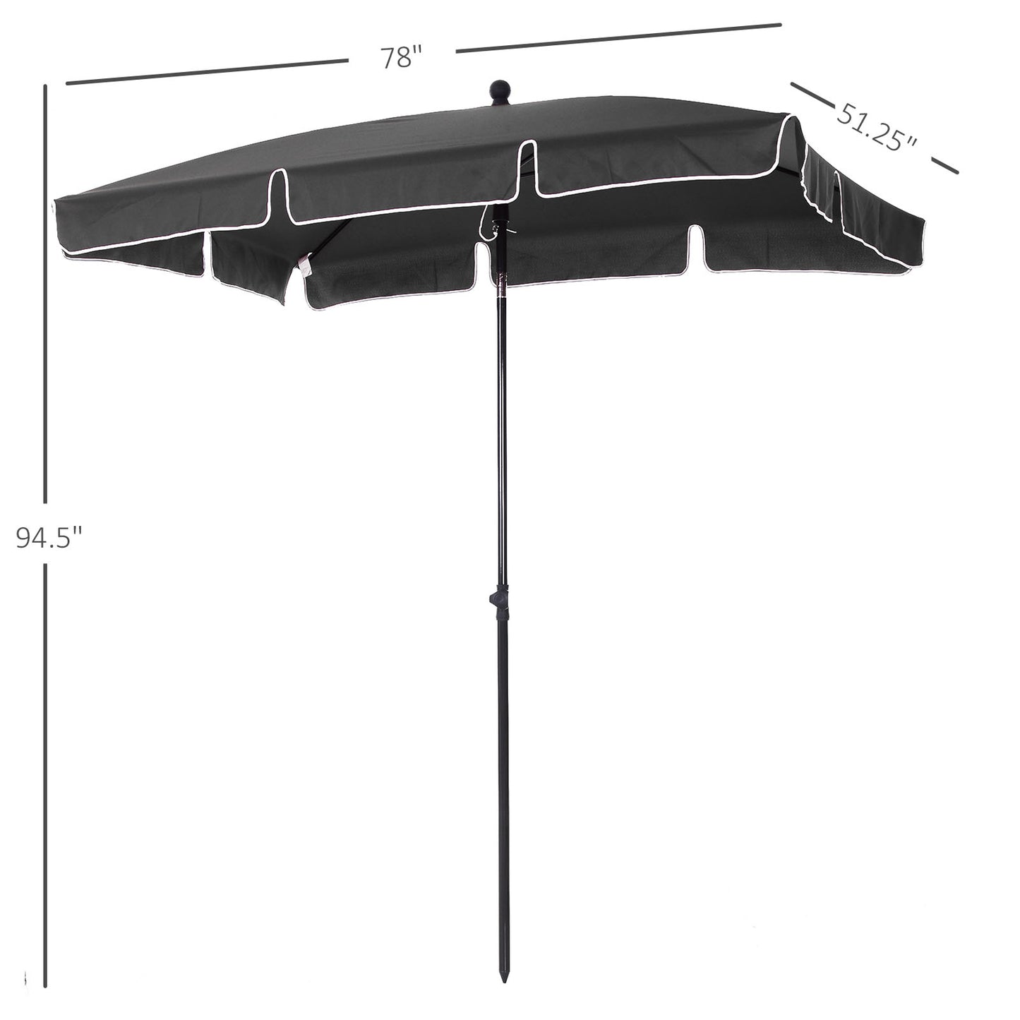 Outsunny 7x4ft Rectangle Tilt Patio Umbrella Outdoor Sunshade Canopy UV Protection Grey