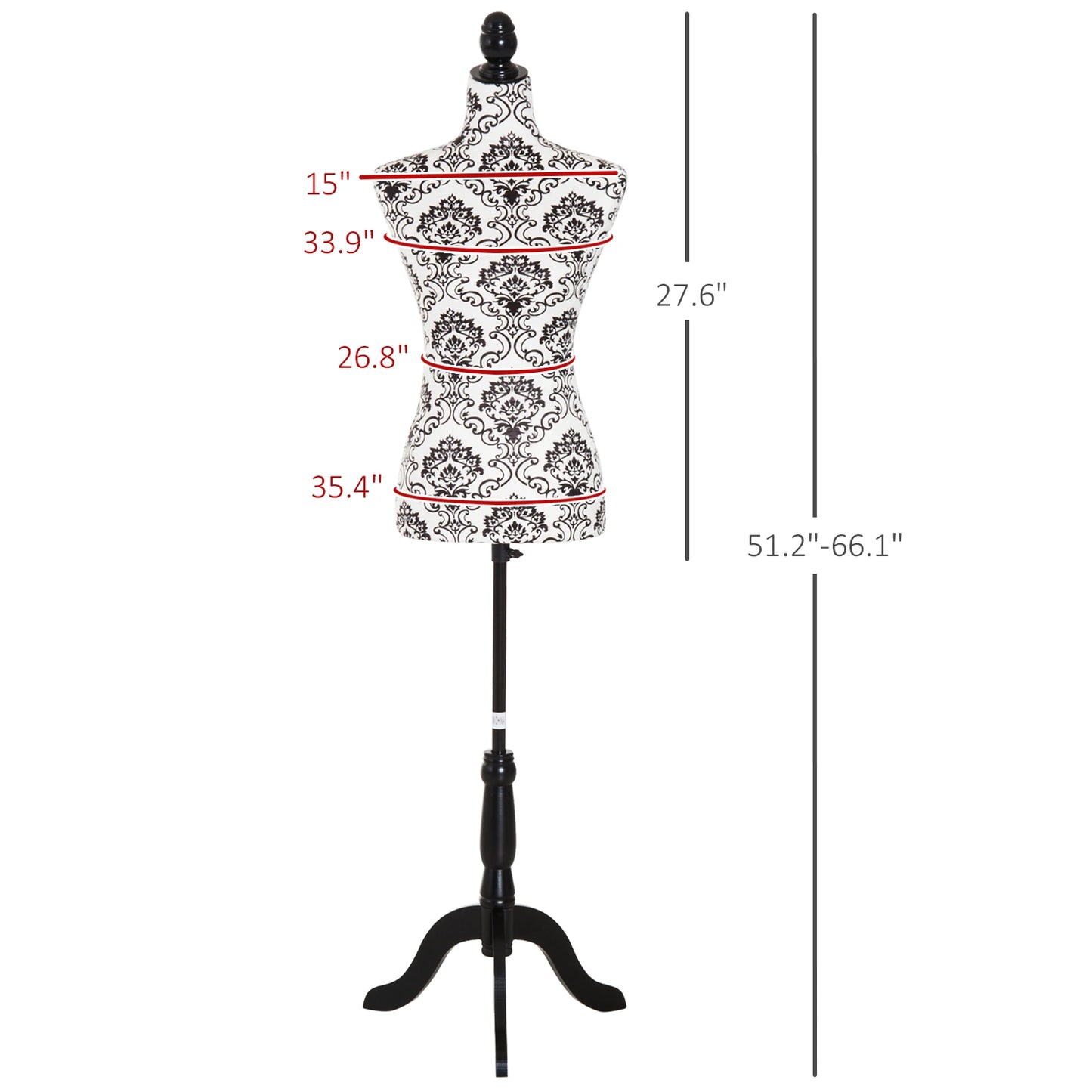 Adjustable Female Dress Form Fashion Mannequin Torso Clothes Display Dressmaker Stand with Base