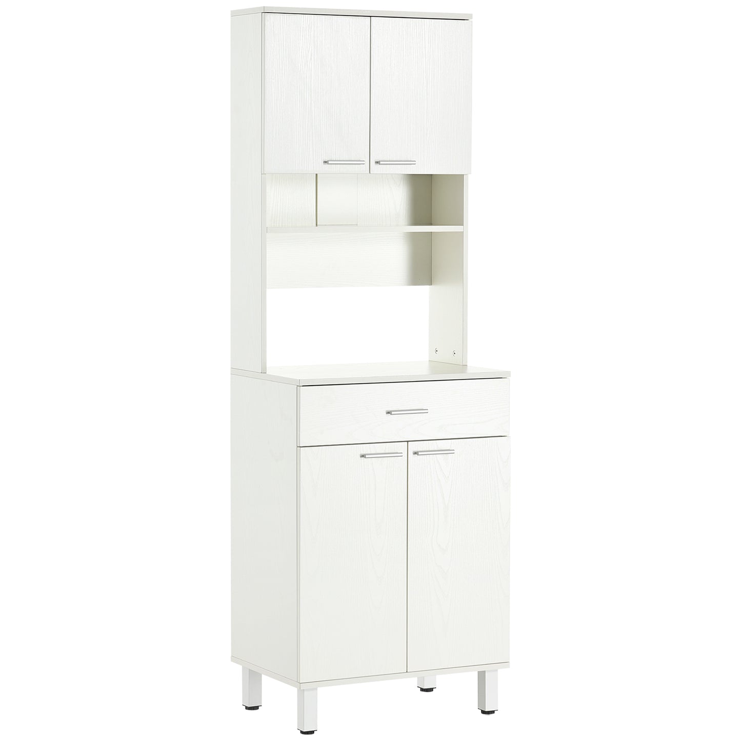 71"H Freestanding Kitchen Pantry, Cupboard, Microwave Stand with Storage Cabinet for Dining Room, Living Room, White