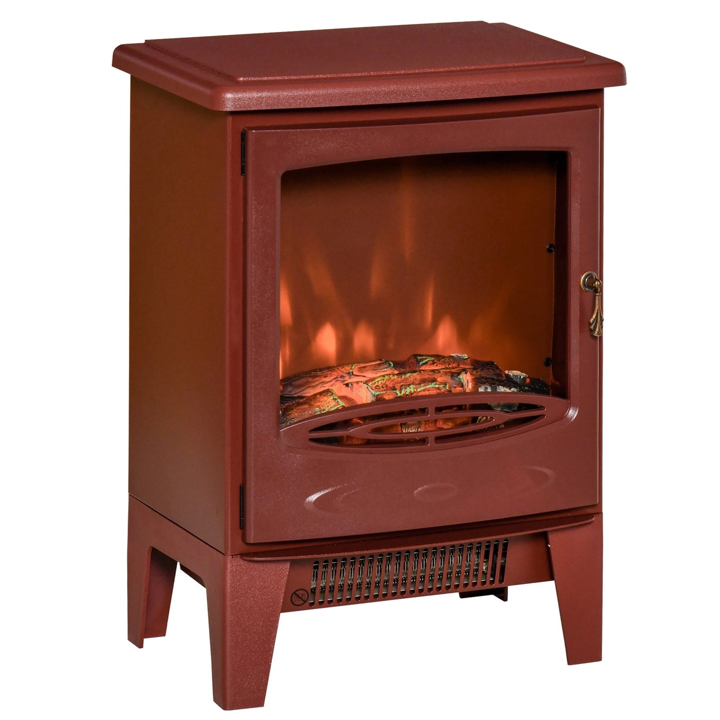 Electric Fireplace Stove, Free standing Fireplace Heater with Realistic Flame Effect, Overheat Safety Protection, 750W/1500W, Red