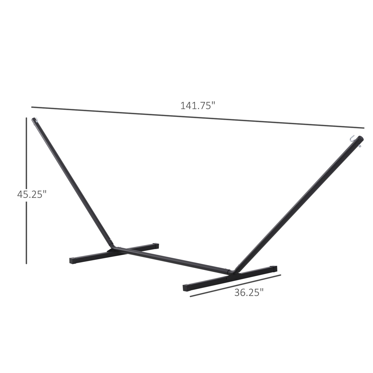 11.8'L Hammock Stand Extra Long Heavy Duty Straight Pole Day Bed Swing Metal Frame Simple Set Up Garden Outdoor Camping Picnic Use Black