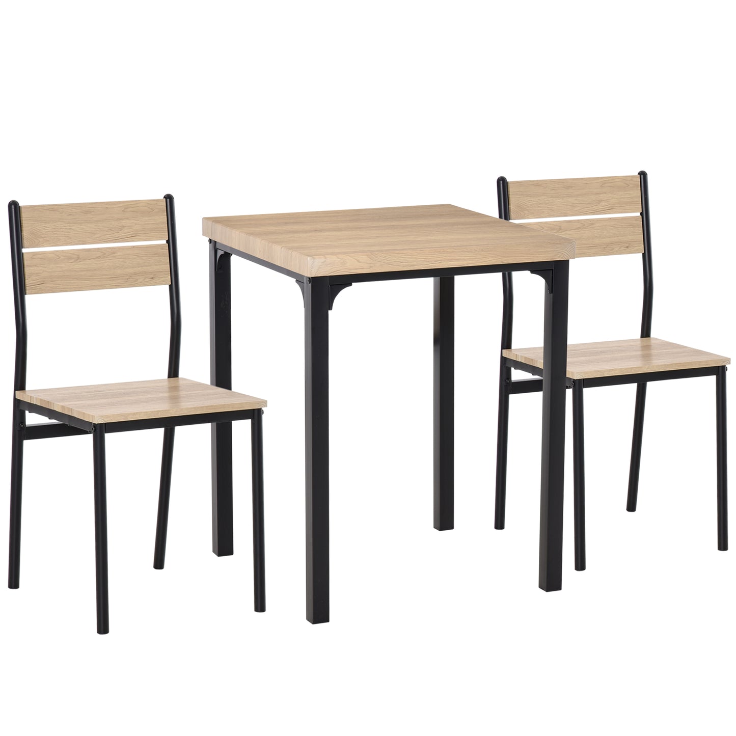 3pcs Wooden Dining Set Industrial Style Wood and Metal Kitchen Table Set for 2 Chairs Modern and Sleek Dinette Home Furniture