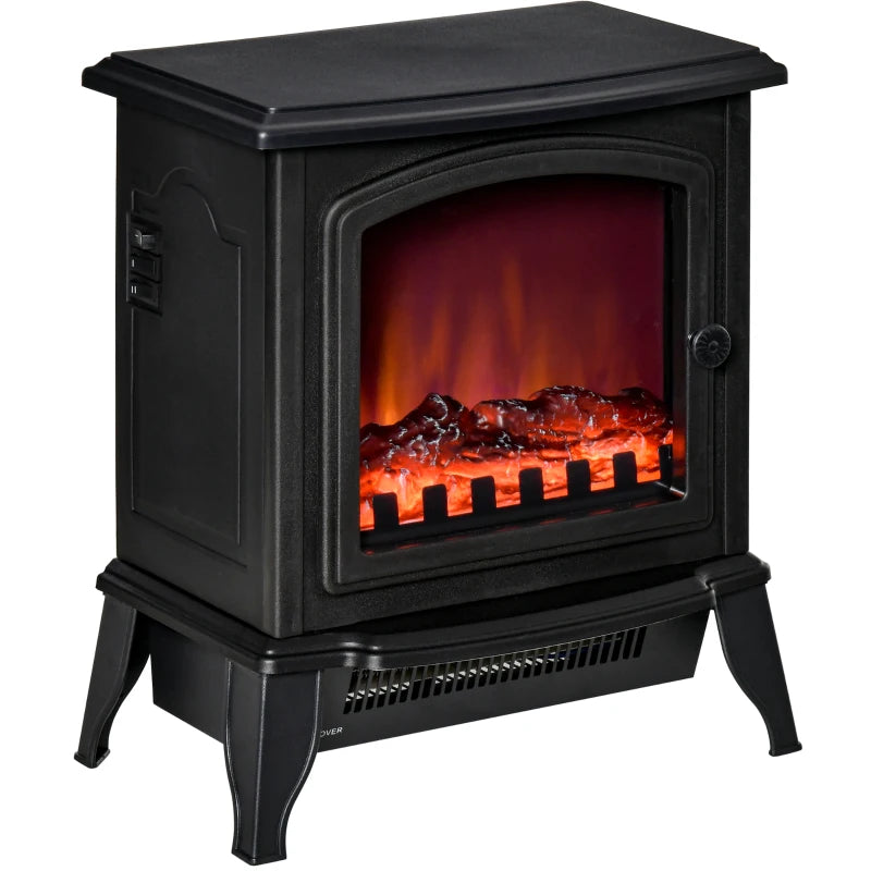 Electric Fireplace Stove, Free standing Fireplace Heater, 750W/1500W, Black