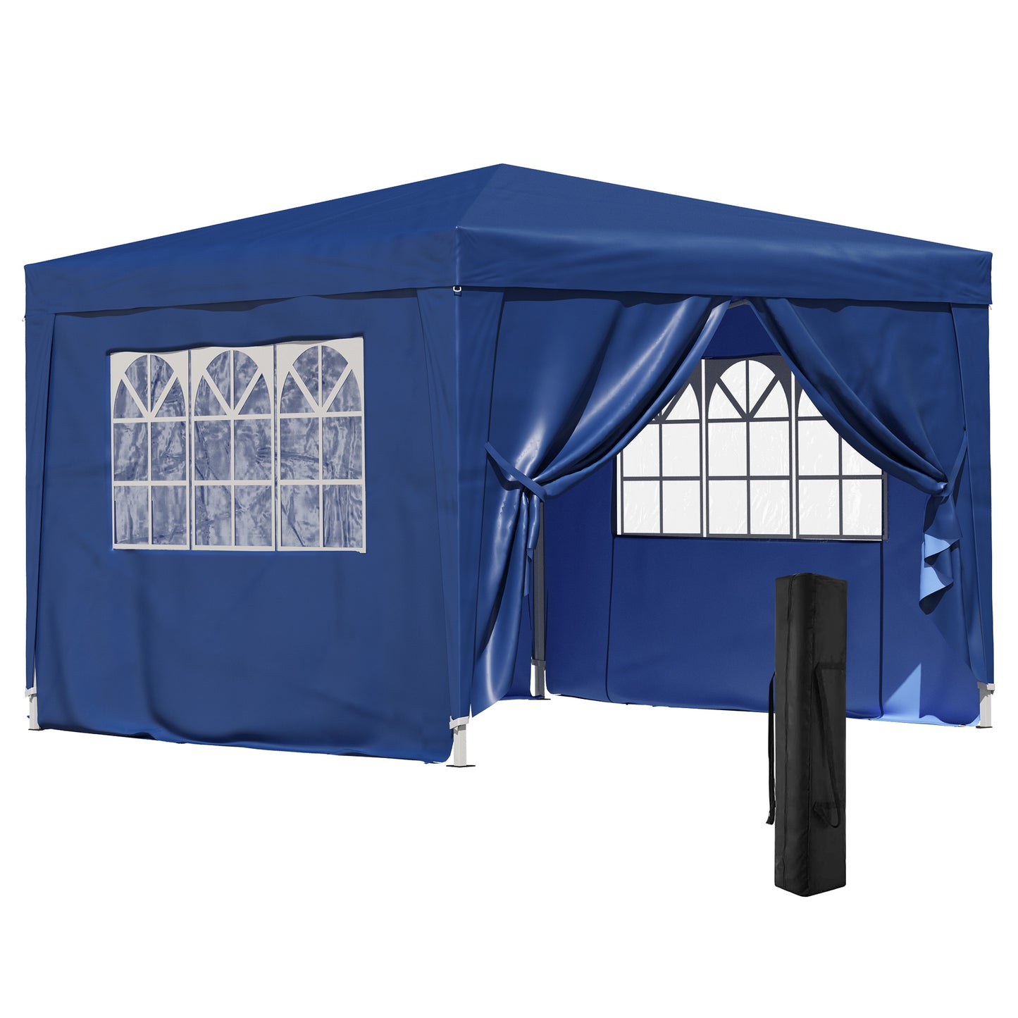 Outsunny 10'x10' Outdoor Pop Up Party Tent Wedding Gazebo Canopy with Carrying Bag (Blue)