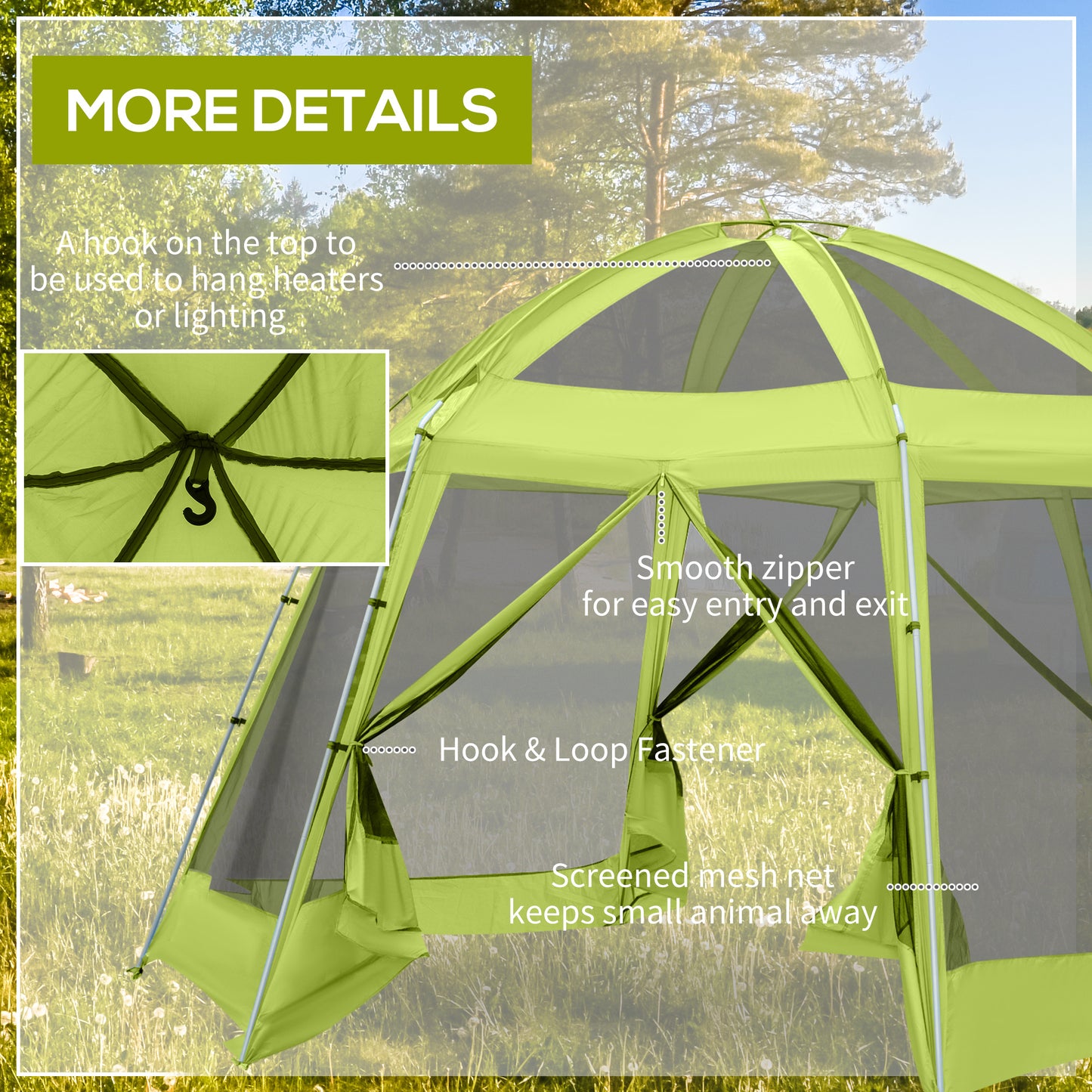 Outsunny Camping Tent for 6-8 Person, Portable Family Tent with Carrying Bag, Easy Set Up for Hiking and Outdoor, Green