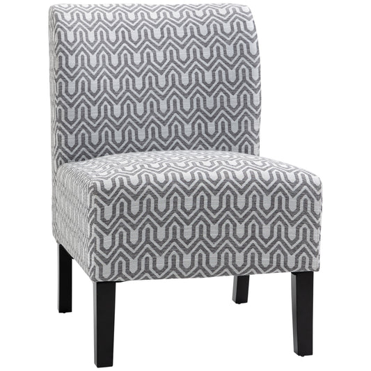 Armless Accent Chair for Bedroom, Upholstered Slipper Side Chair for Living Room with Wood Legs, Grey