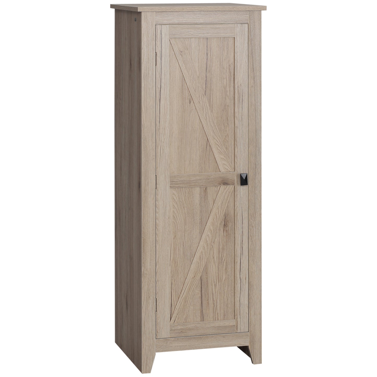 Freestanding Kitchen Pantry, Storage Cabinet with Barn Door and Adjustable Shelves, 47.25", Natural