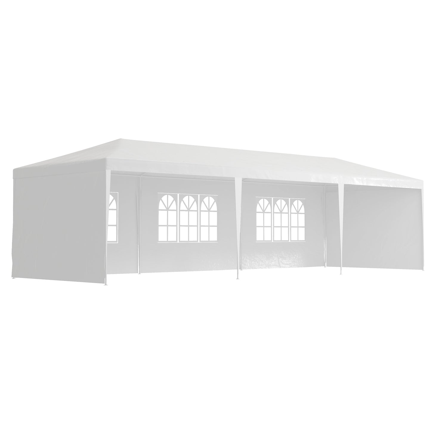 10' x 29' Party Tent Canopy Tent with Sidewalls and Large Transparent Windows for Garden, Backyard, Outdoor, White