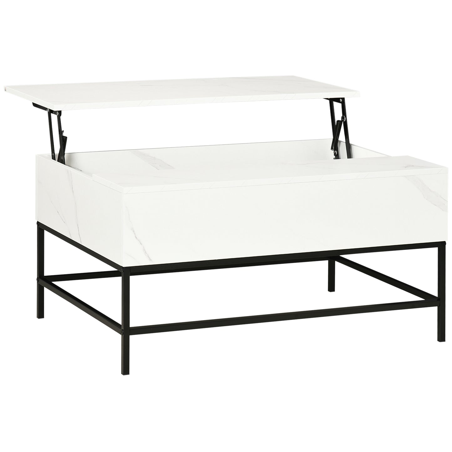 Top Coffee Table with Hidden Storage Compartment Lift Tabletop Center Table for Living Room, White