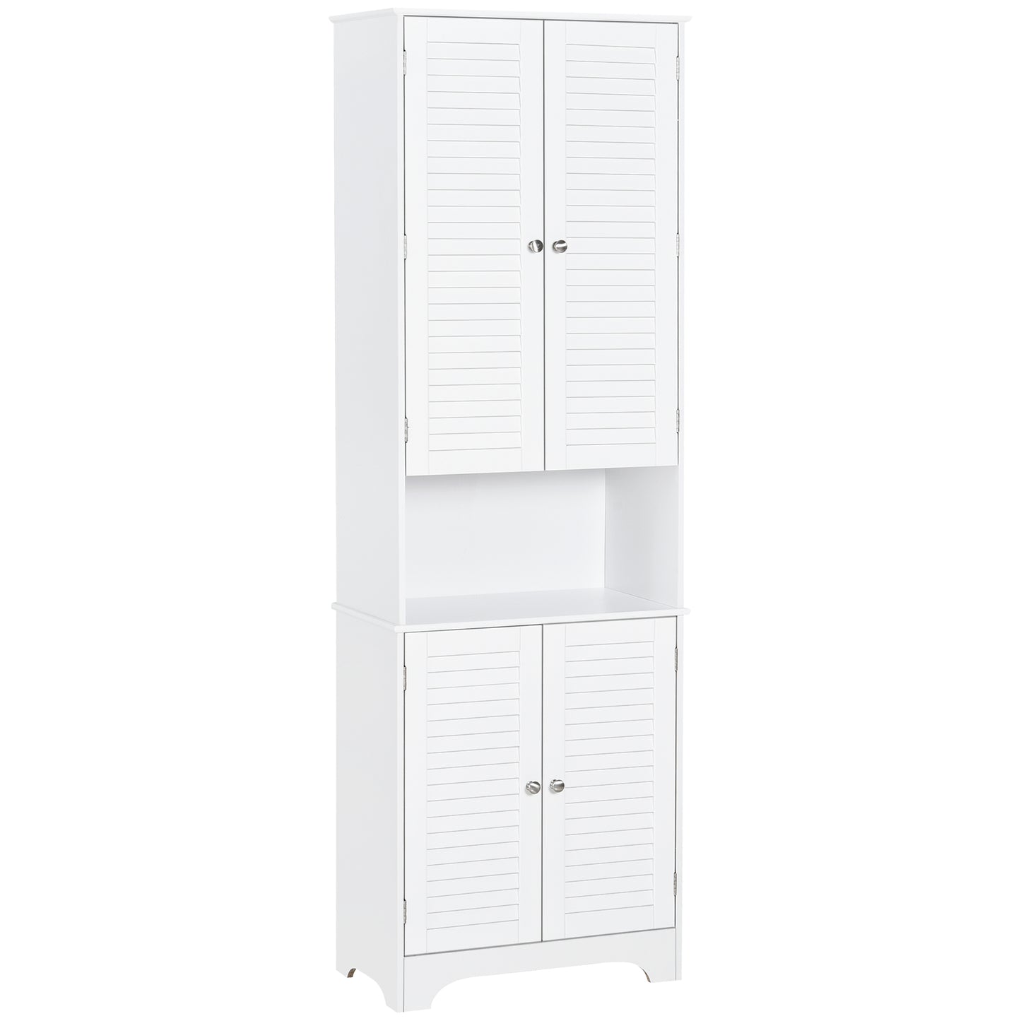 Freestanding Bathroom Storage Cabinet with Shutter Doors and Adjustable Shelves, Toilet Vanity Cabinet, Narrow Organizer, White