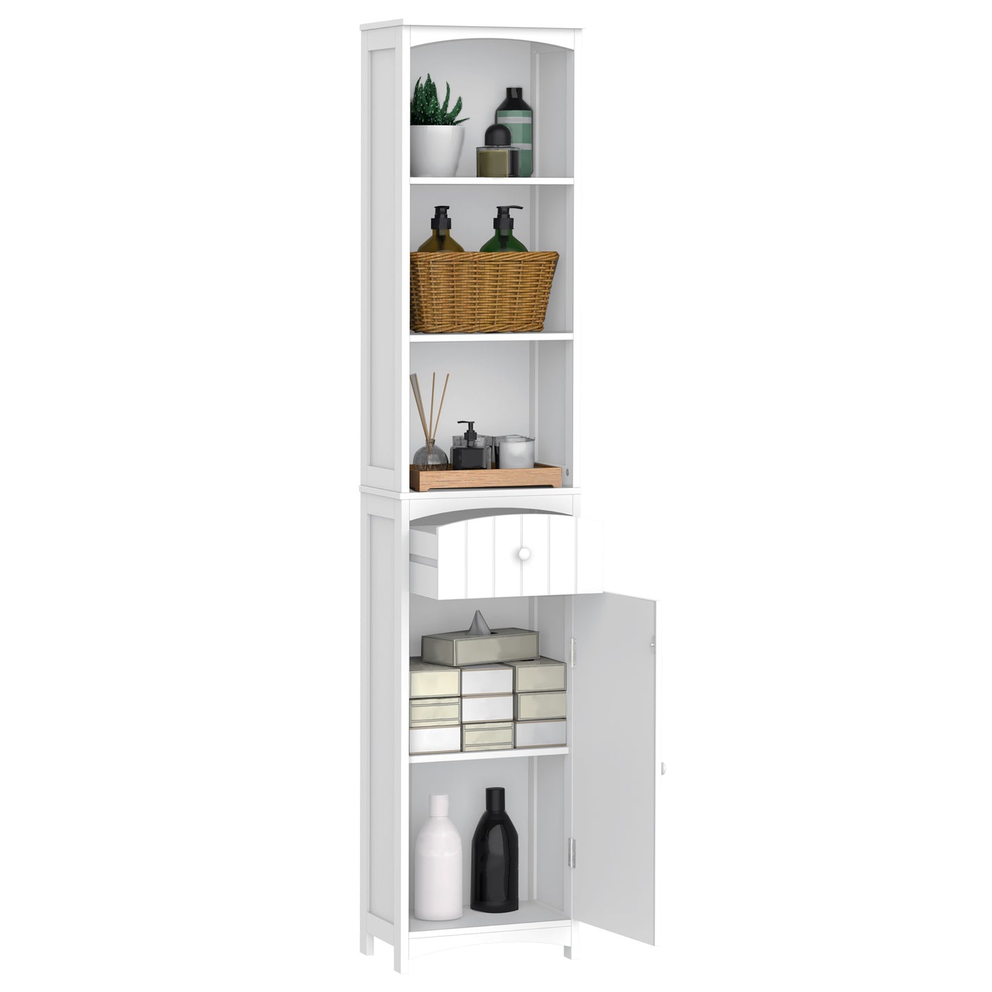 Tall Wooden Bathroom Cabinet Storage Organizer Kitchen Bedroom Decorative