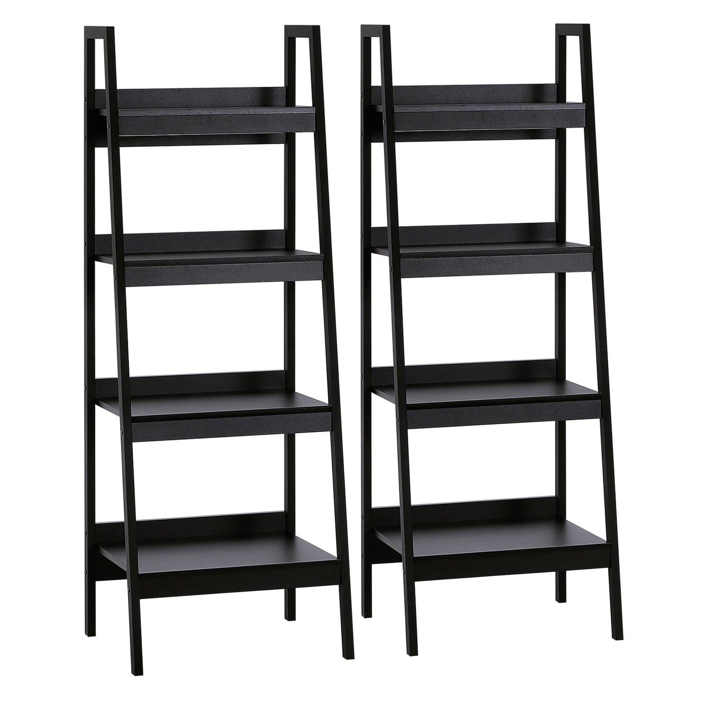 Set of 2 4 Tier Ladder Shelf Bookcase Multi-Use Display Rack Storage Shelving Unit Display Stand Flower Plant Holder Black